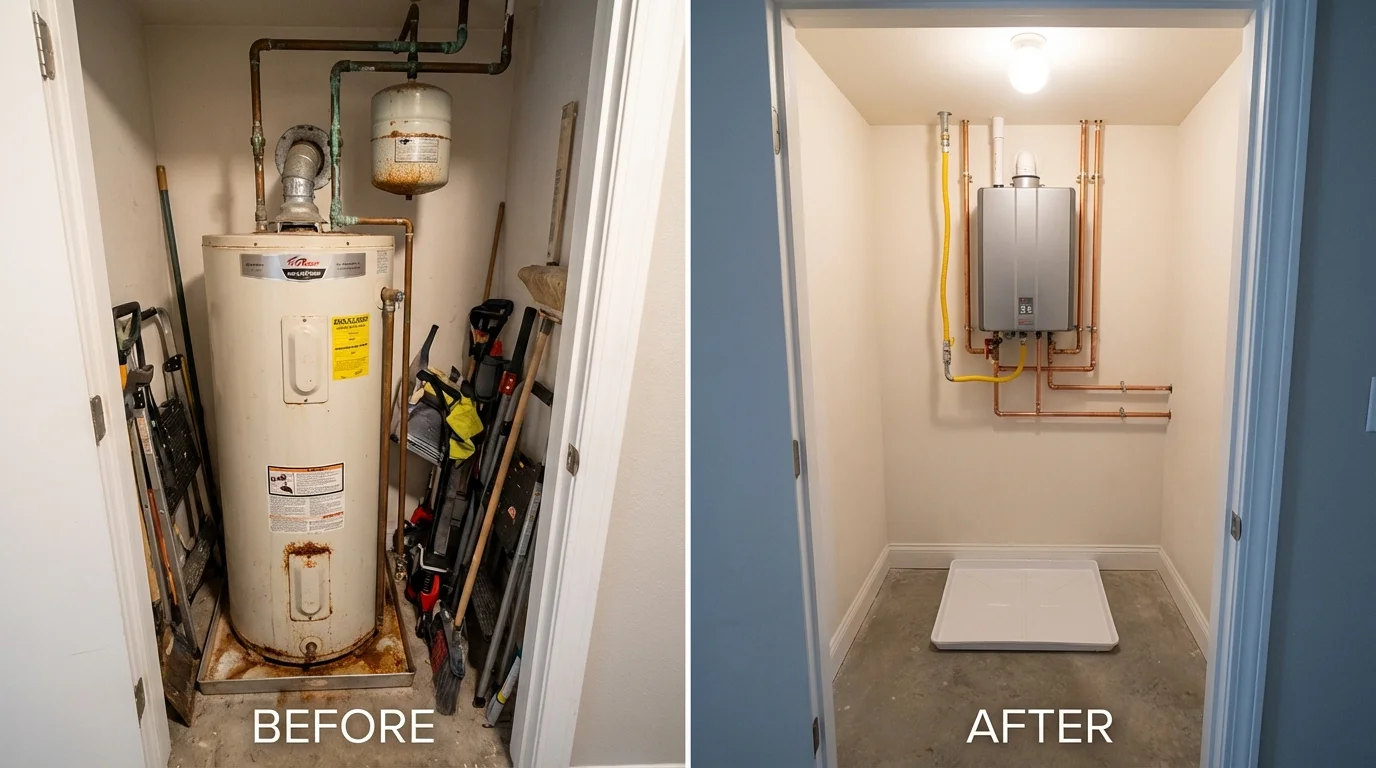 Tank water heater versus wall-mounted tankless unit comparison for Mount Ephraim, NJ homeowners